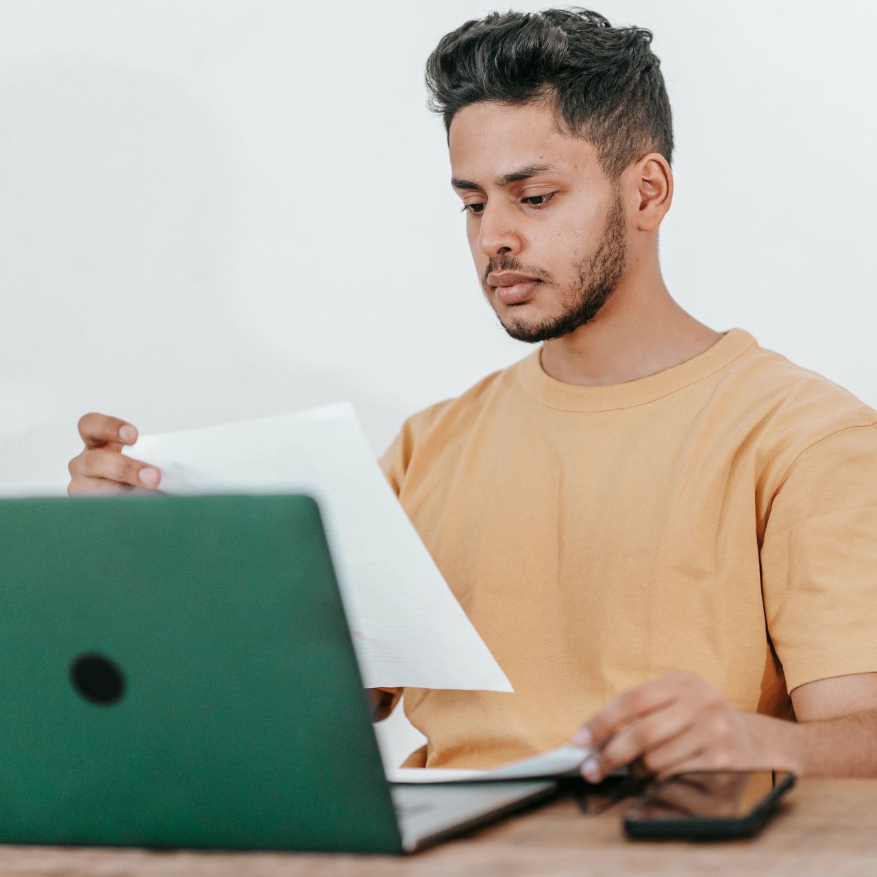 Student with notebook doing homework 1